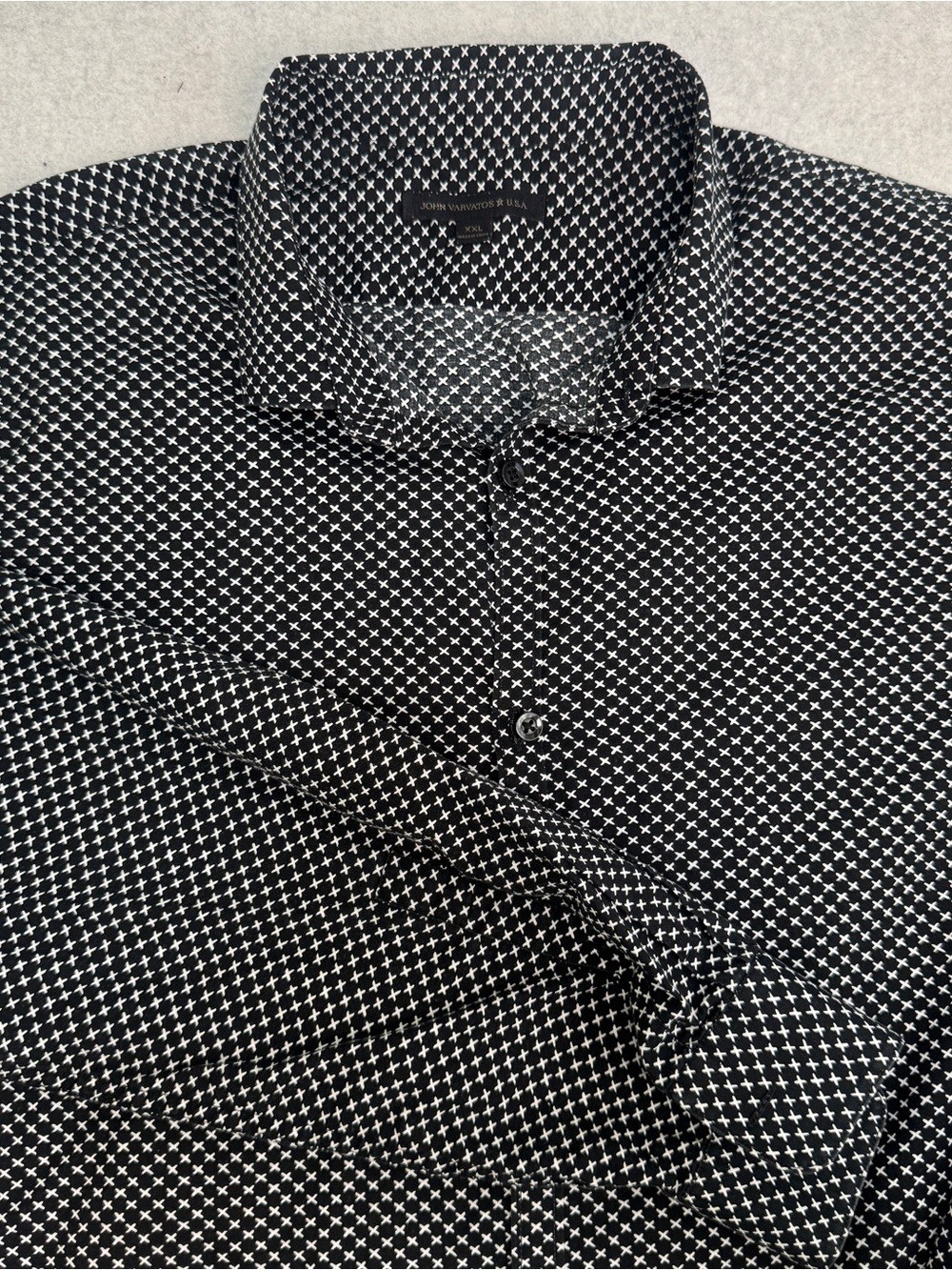 John Varvatos Black & White Geometric Button-Up Shirt